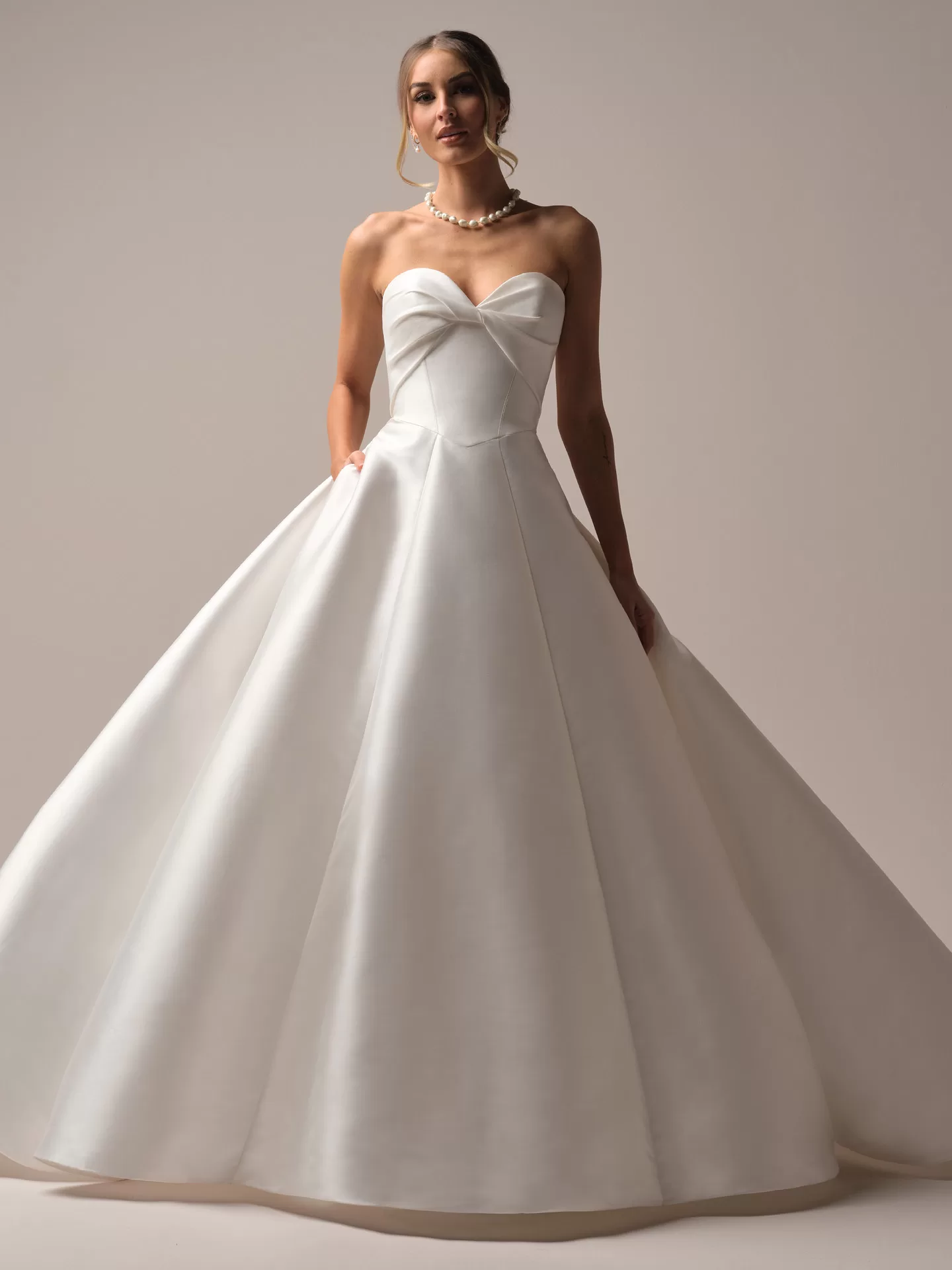 drop waist plain ball gown.