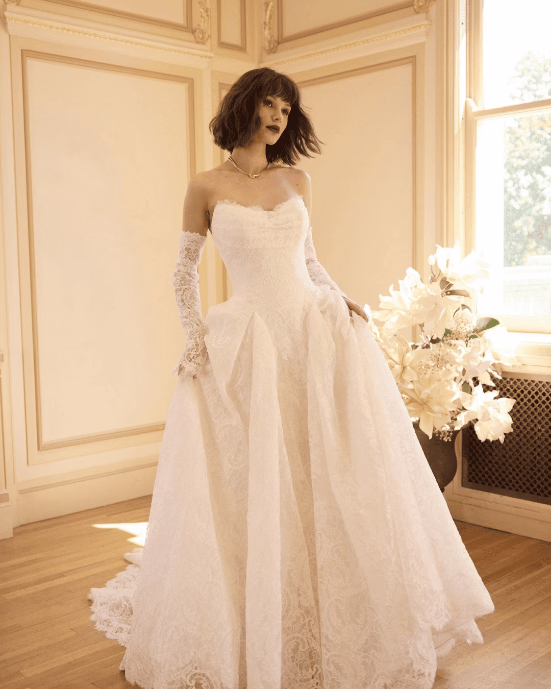 Sottero and Midgley Tamar A-line wedding dress featuring romantic details, a flattering silhouette, flowing skirt, and elegant bridal train.