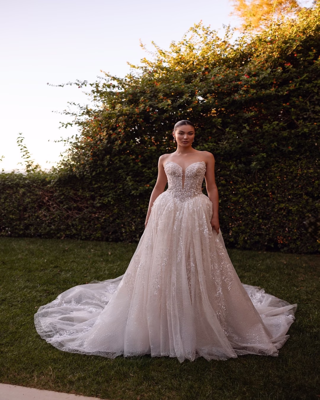 Demetrios DP568 Rea wedding dress with sweetheart neckline and sparkling ball gown